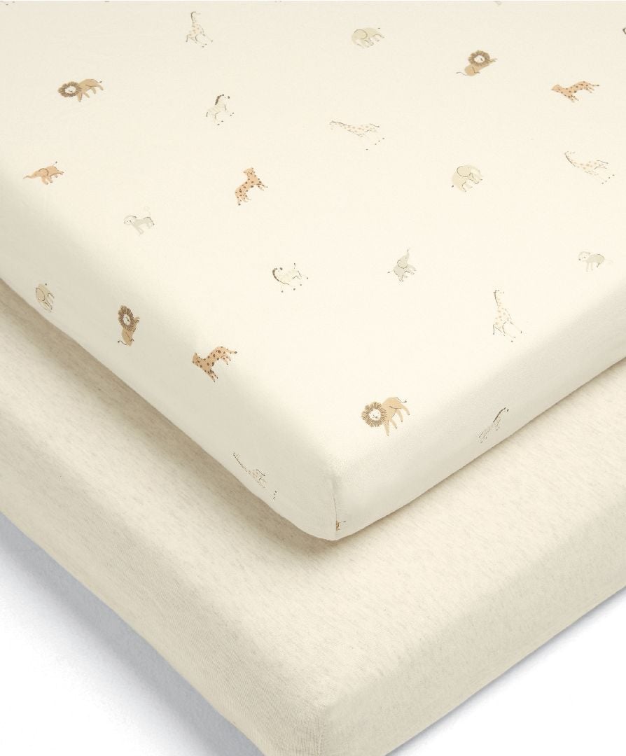 Mamas & Papas Fitted Sheet Born To Be Wild Safari Pack Of 2