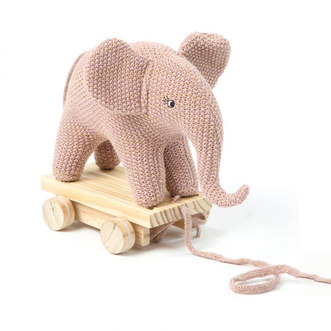 Παιδικό  Συρόμενο Παιχνίδι Πλεκτός Ελέφαντας Rose-Gold Small Stuff
