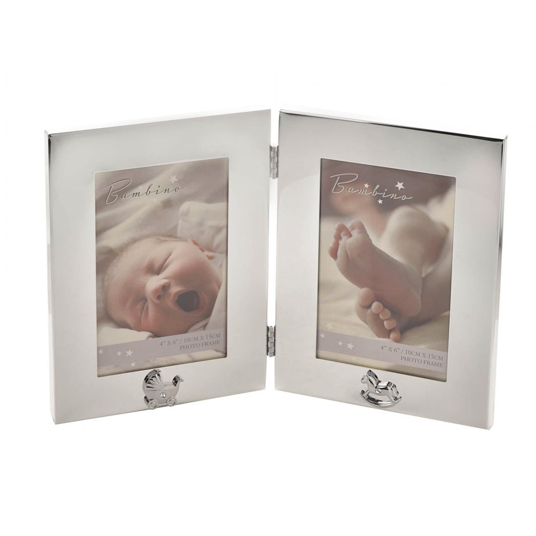Bambino Silver Plated Double Photo Frame - 4" x 6"