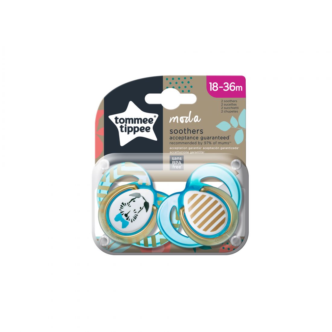 Tommee Tippee Baby Pacifiers Silicone Moda Blue 18-36M