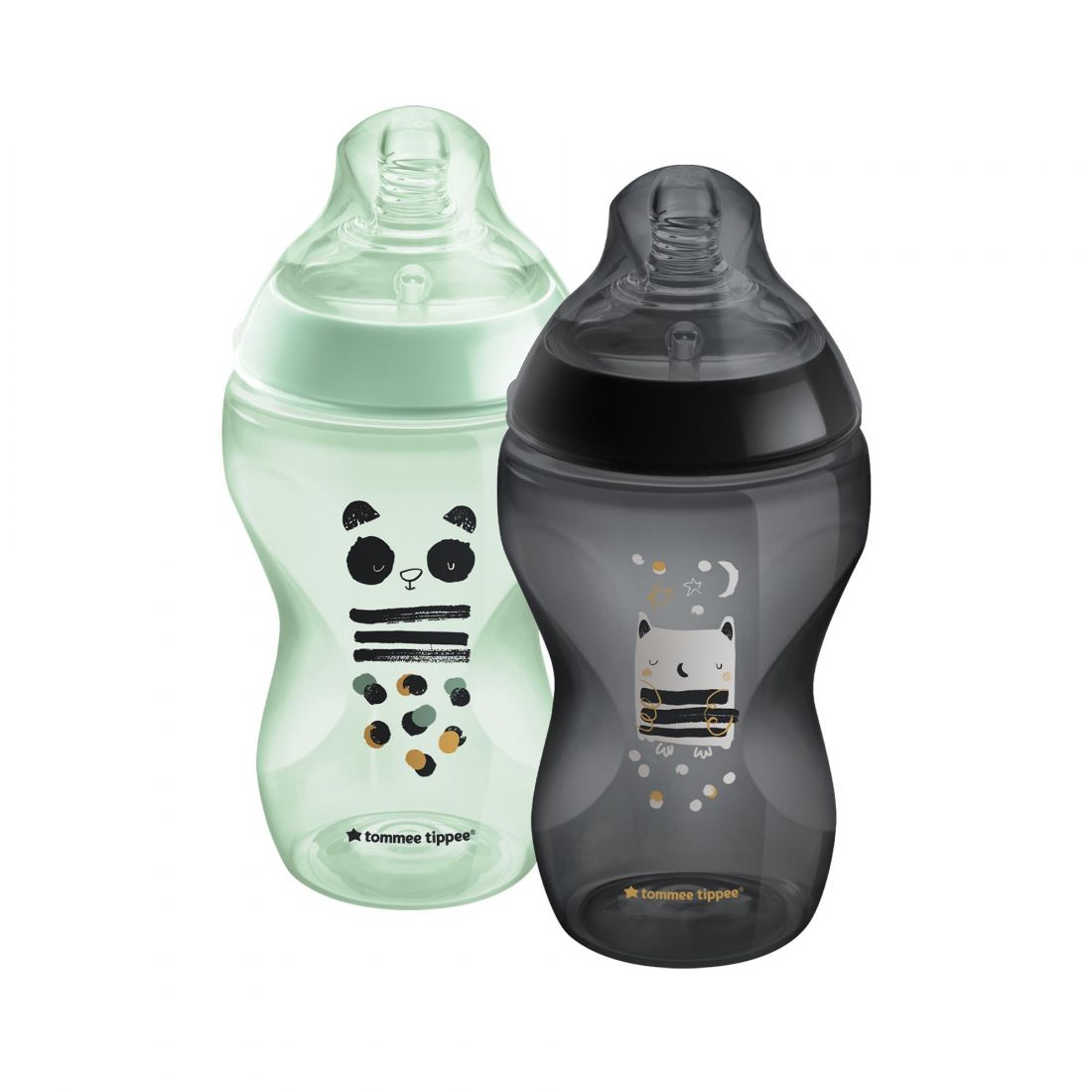 Tommee Tippee Baby Bottle Closer to Nature Pip the Panda & Ollie the Owl Medium Flow 340ml (2pcs) 3m+