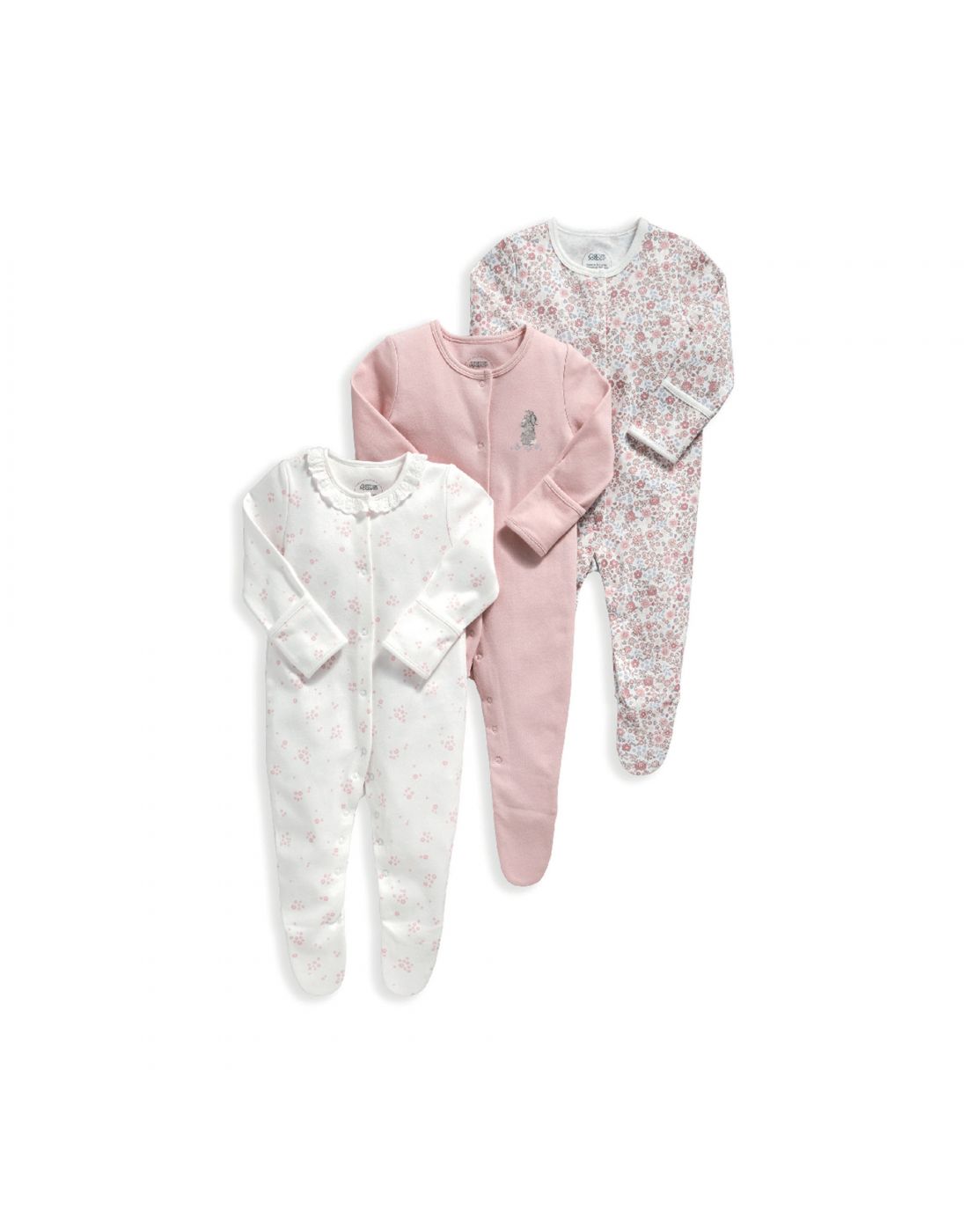 Mamas Papas Safari Cotton Sleepsuits 3 Pack LAPIN KIDS