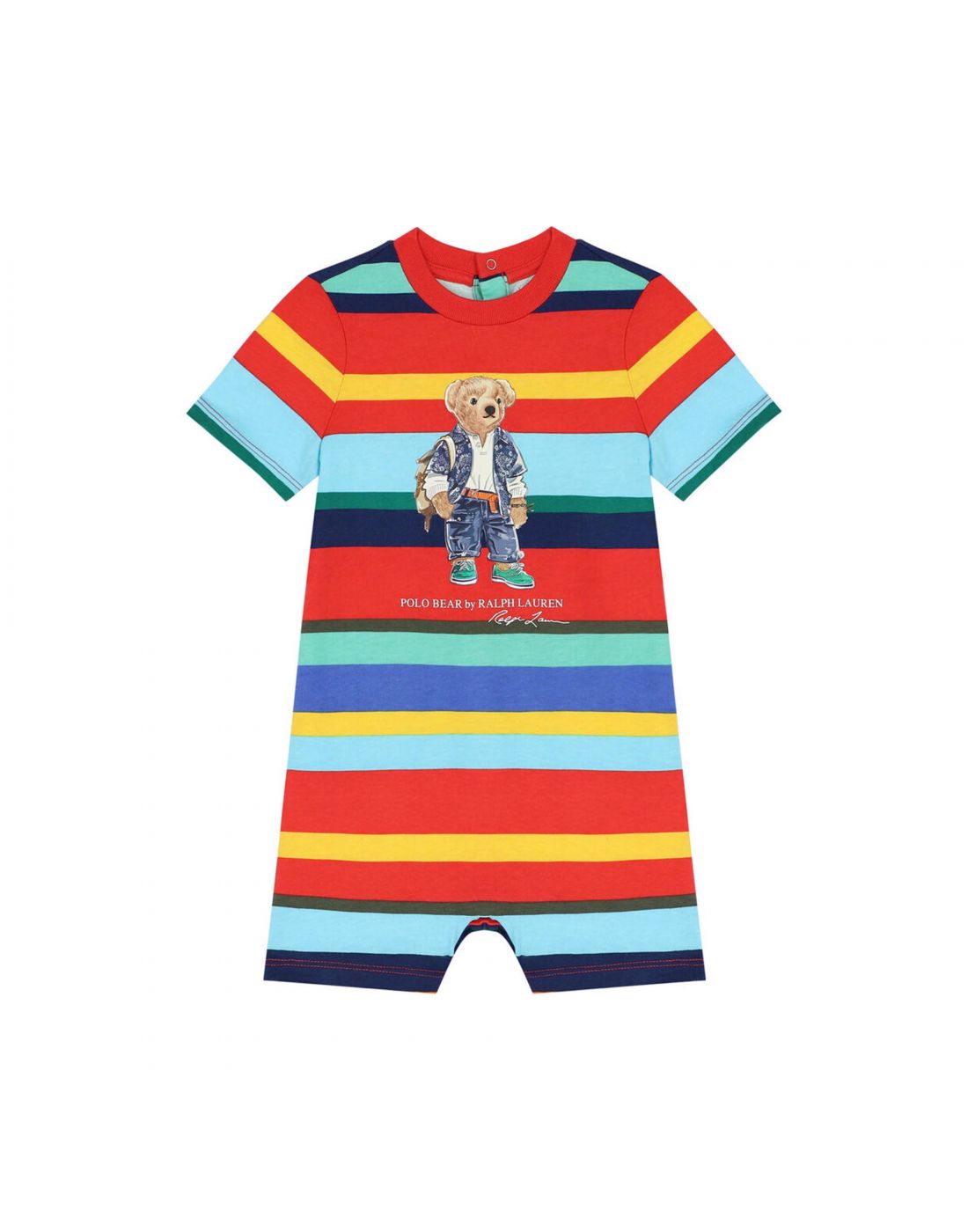 Polo Ralph Lauren Polo Baby Bear Striped Cotton Shortall