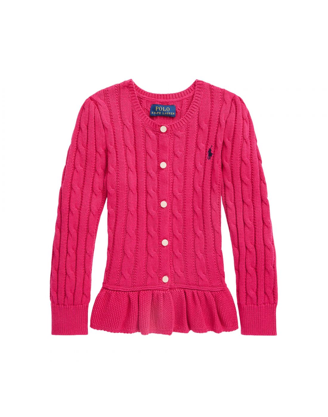 Polo Ralph Lauren Cable-Knit Cotton Peplum Cardigan