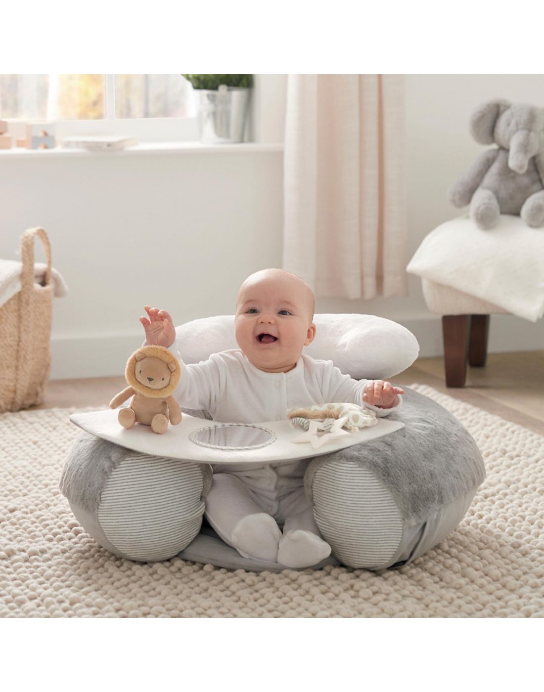 Mamas & Papas Welcome to the World Sit & Play Elephant Interactive Seat Grey