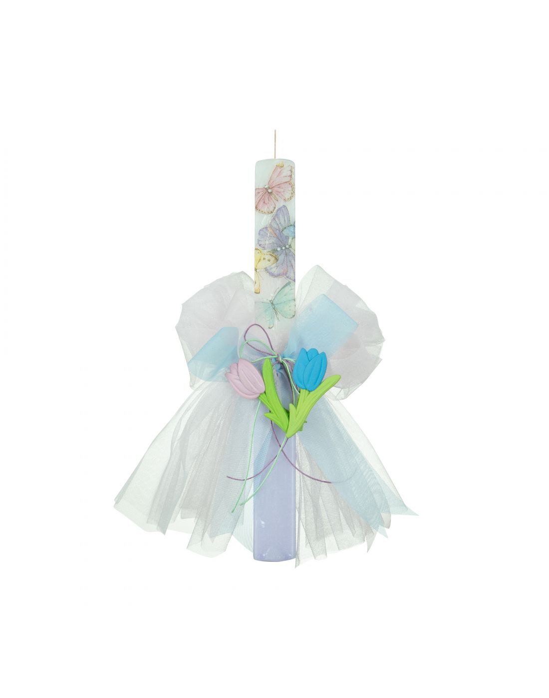Easter Candle with Colorful Bows