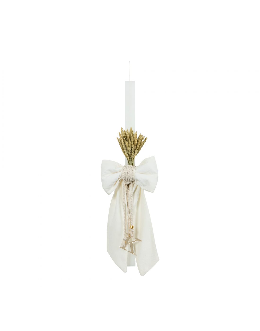 Lapin House Bapteme Candle with Monogramand Straws