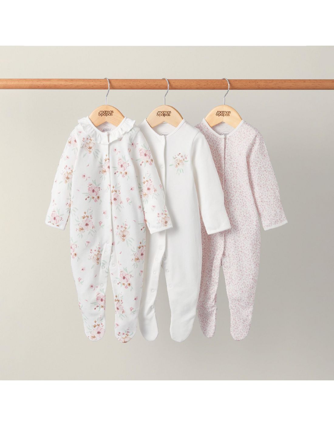 Mamas & PapasWatercolour Flowers Sleepsuits 3 Pack