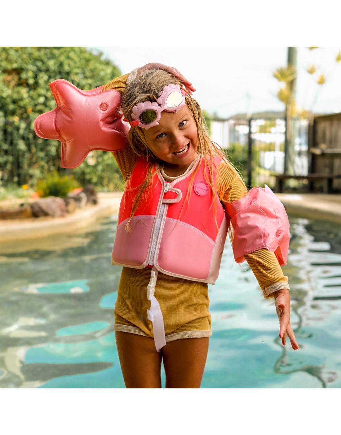 SunnyLife Melody the Mermaid Swim Vest 1-2 Neon Strawberry