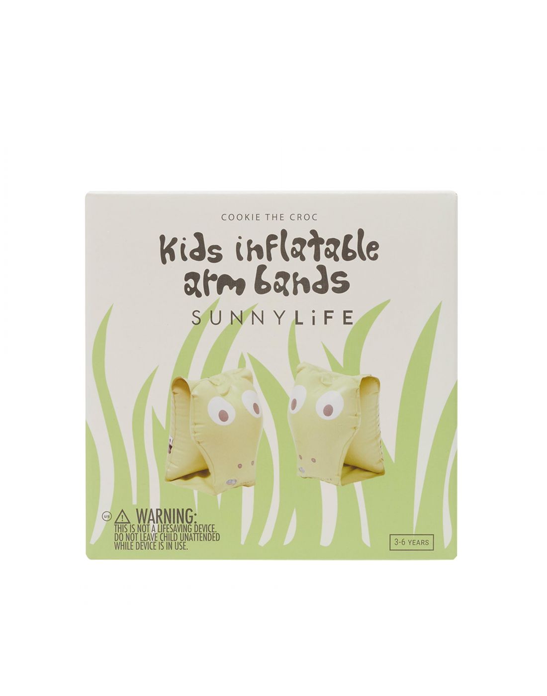 SunnyLife Kids Inflatable Arm Bands Cookie the Croc Light Khaki