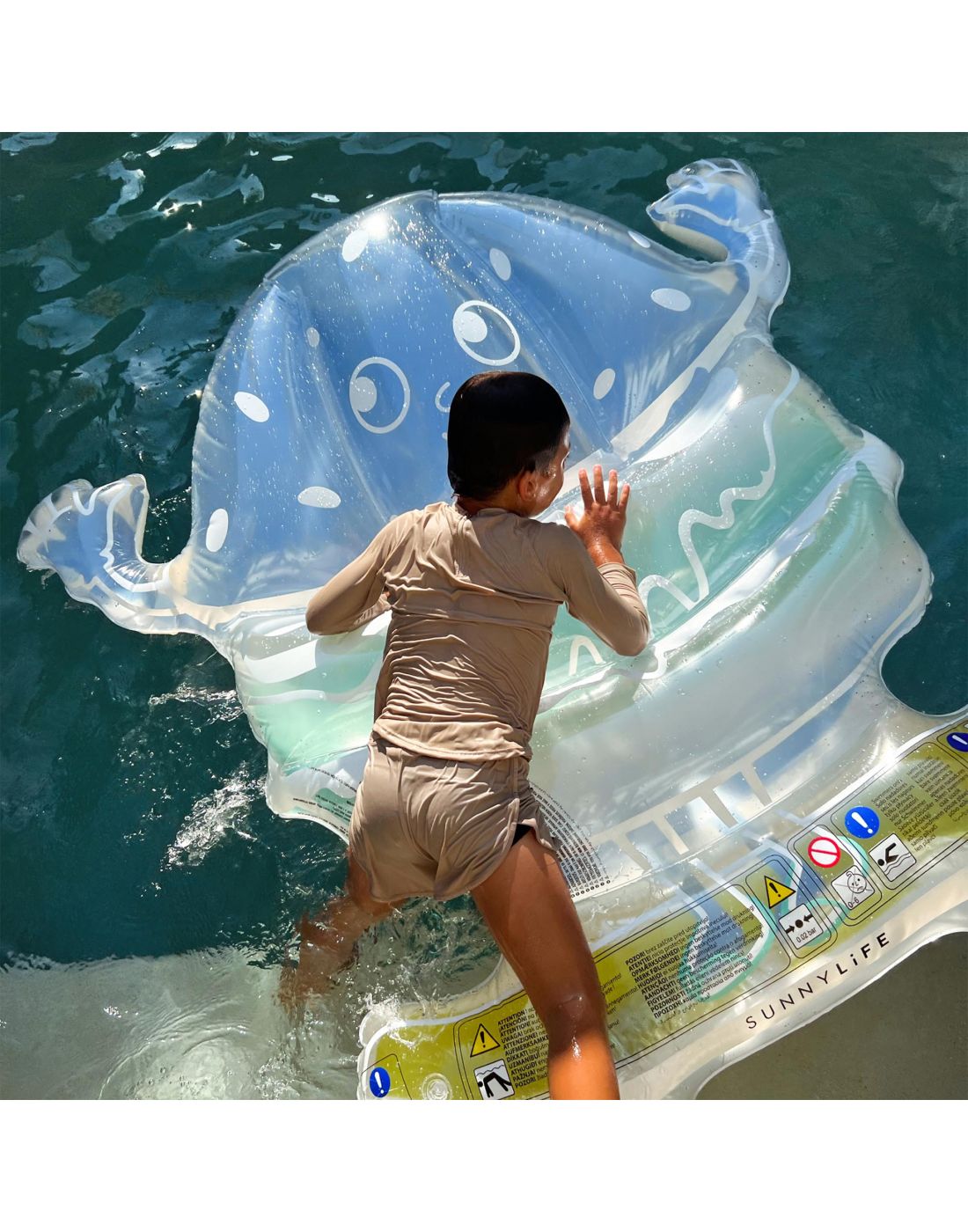 SunnyLife Kids Lie-On Float Burger Boy The Sea Kids Blue-Lime