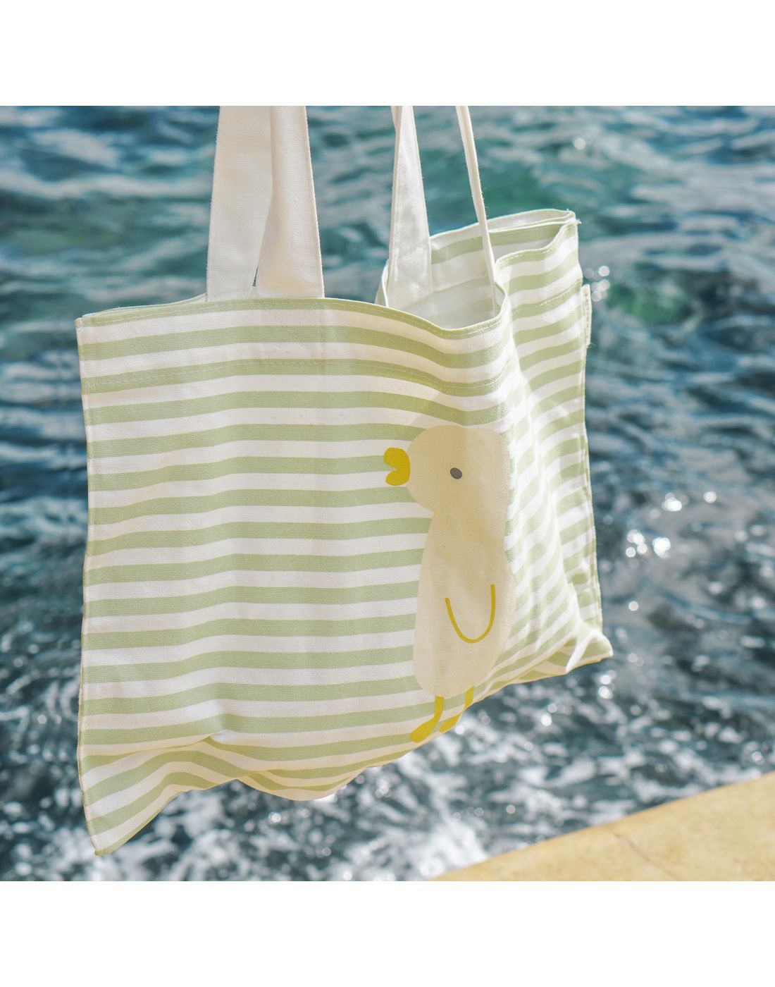 Sunnylife Kids Canvas Beach Bag Duck Sage Stripe 
