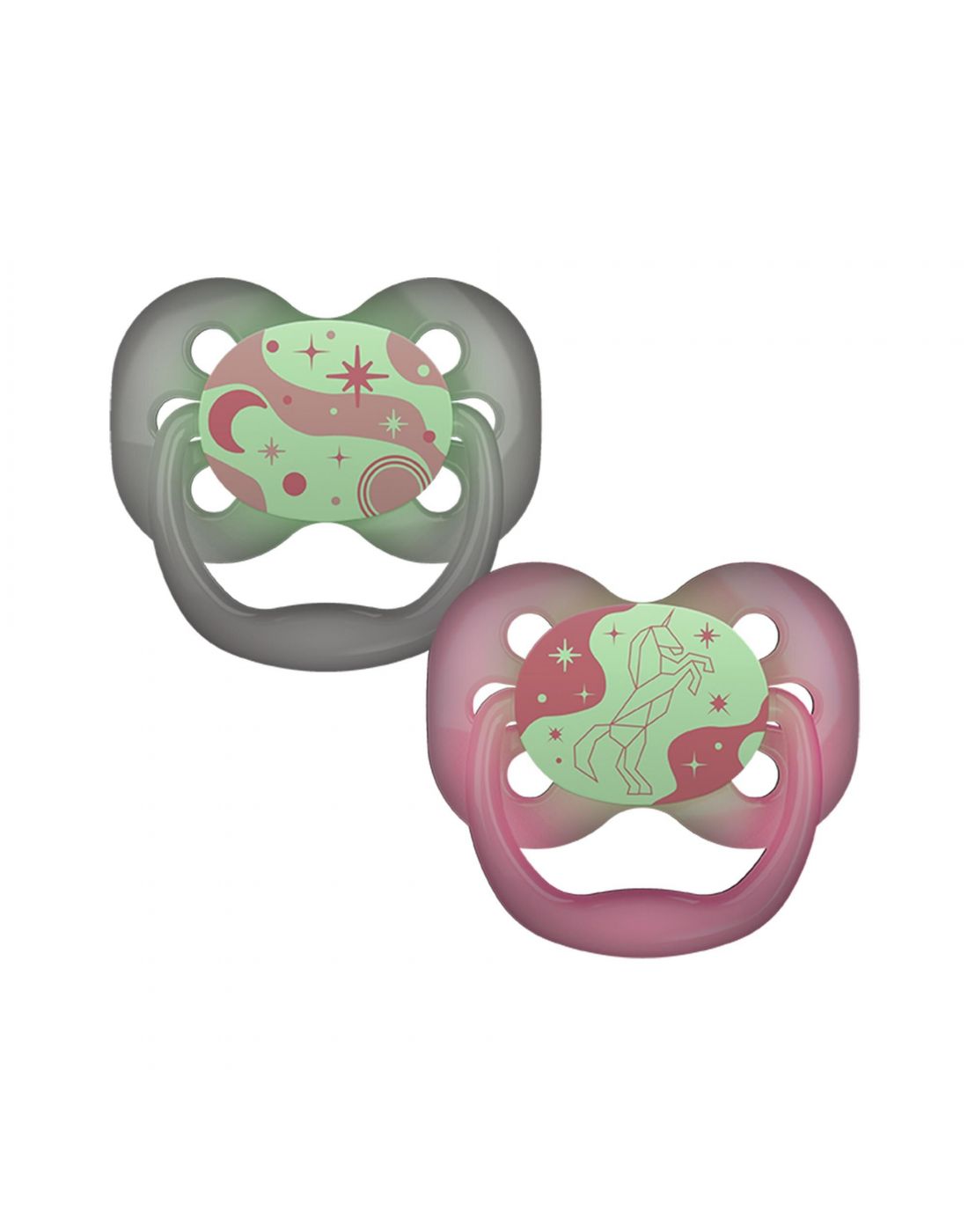 Dr.Brown's Advantage Pacifier - Stage 1, Glow in the Dark - Pink, 2-Pack 0-6Μ