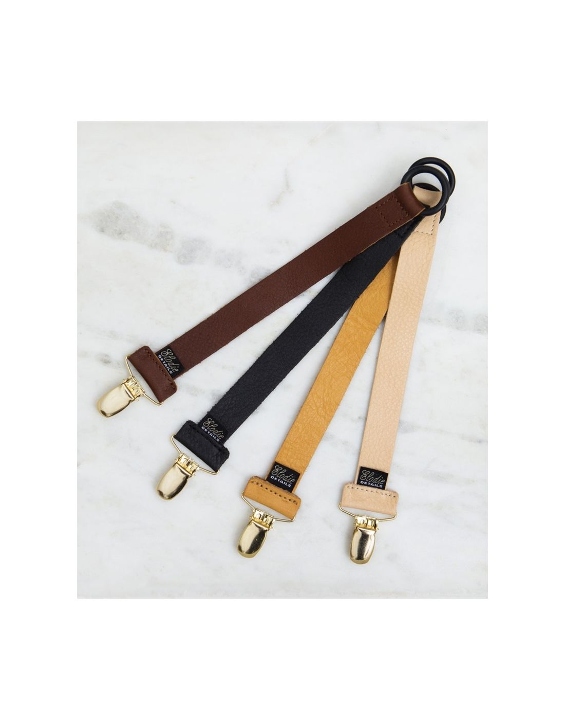 Elodie Details Baby Pacifier Clip-Leather Brown