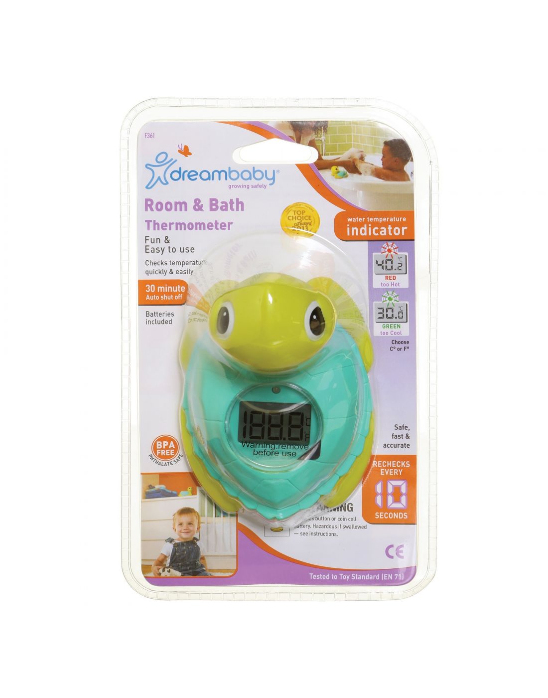 DreamBaby Kids Digital Screen Room & Bath Termometer Turtle