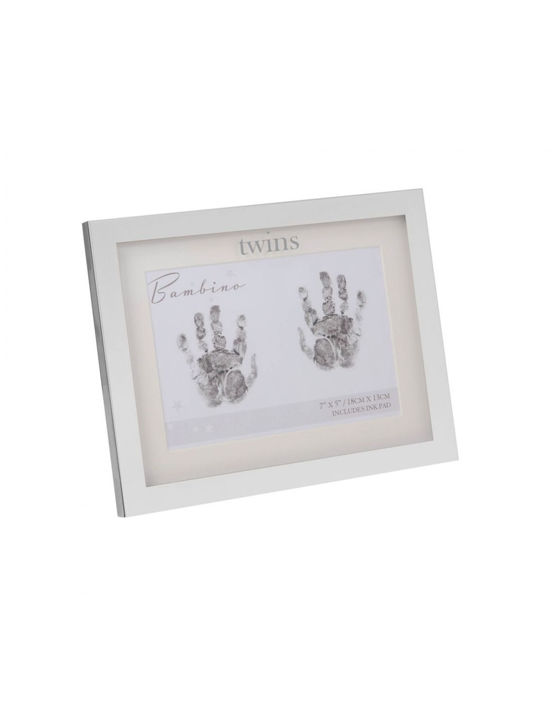Bambino Silver Plated Handprint Frame with Ink Pad ''Twins''