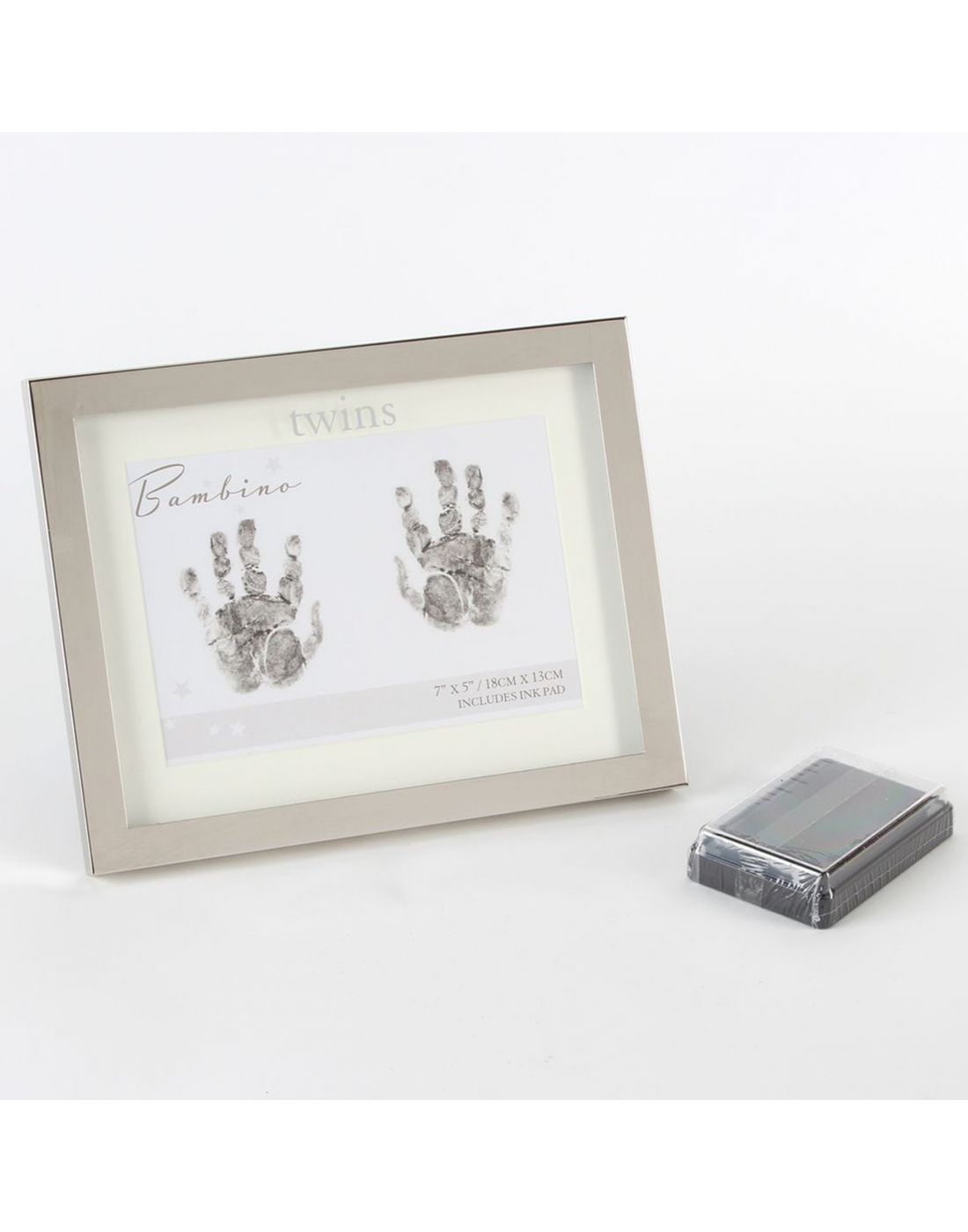 Bambino Silver Plated Handprint Frame with Ink Pad ''Twins''