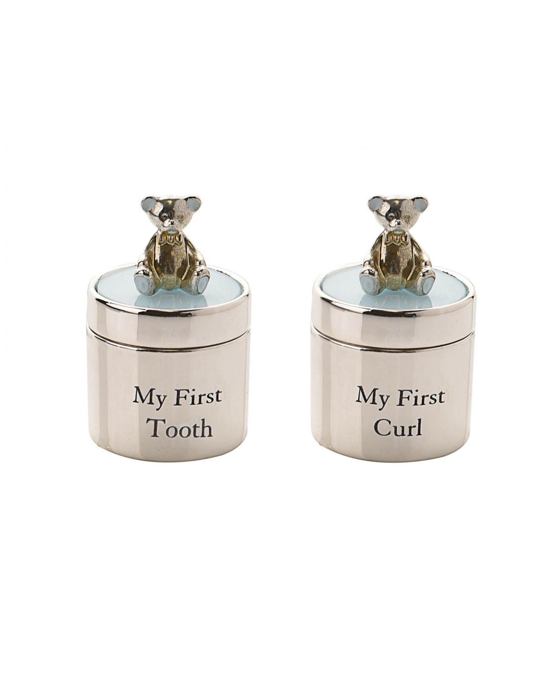 Bambino Silver Plated ''First Tooth'' & ''Curl Box'' Blue