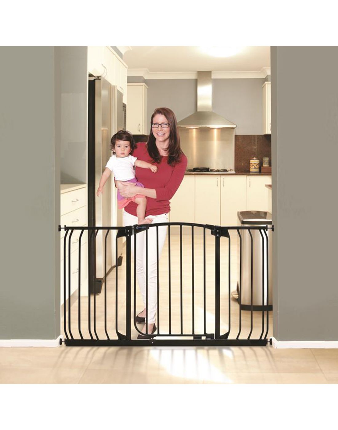 Dreambaby Set Safety Gate Chelsea Hallway+2 Extensions 9cm&18cm Black