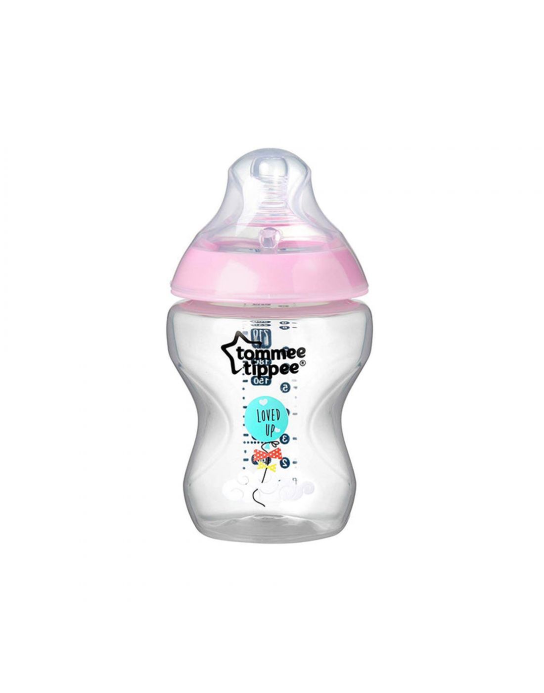 Tommee Tippee Baby Bottle Pink 260ml Closer to nature Low flow 0m +