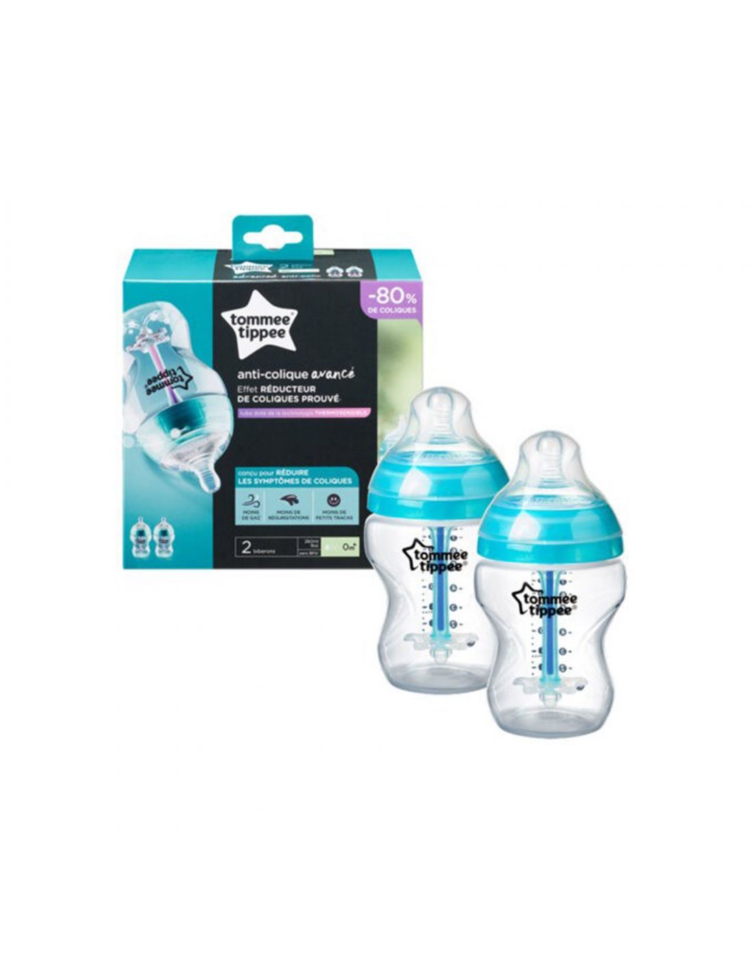 Βρεφικό Μπιμπερό Advanced Anti-Colic 260ml Σετ 2 τεμ Μικρής ροής 0m+ Tommee Tippee