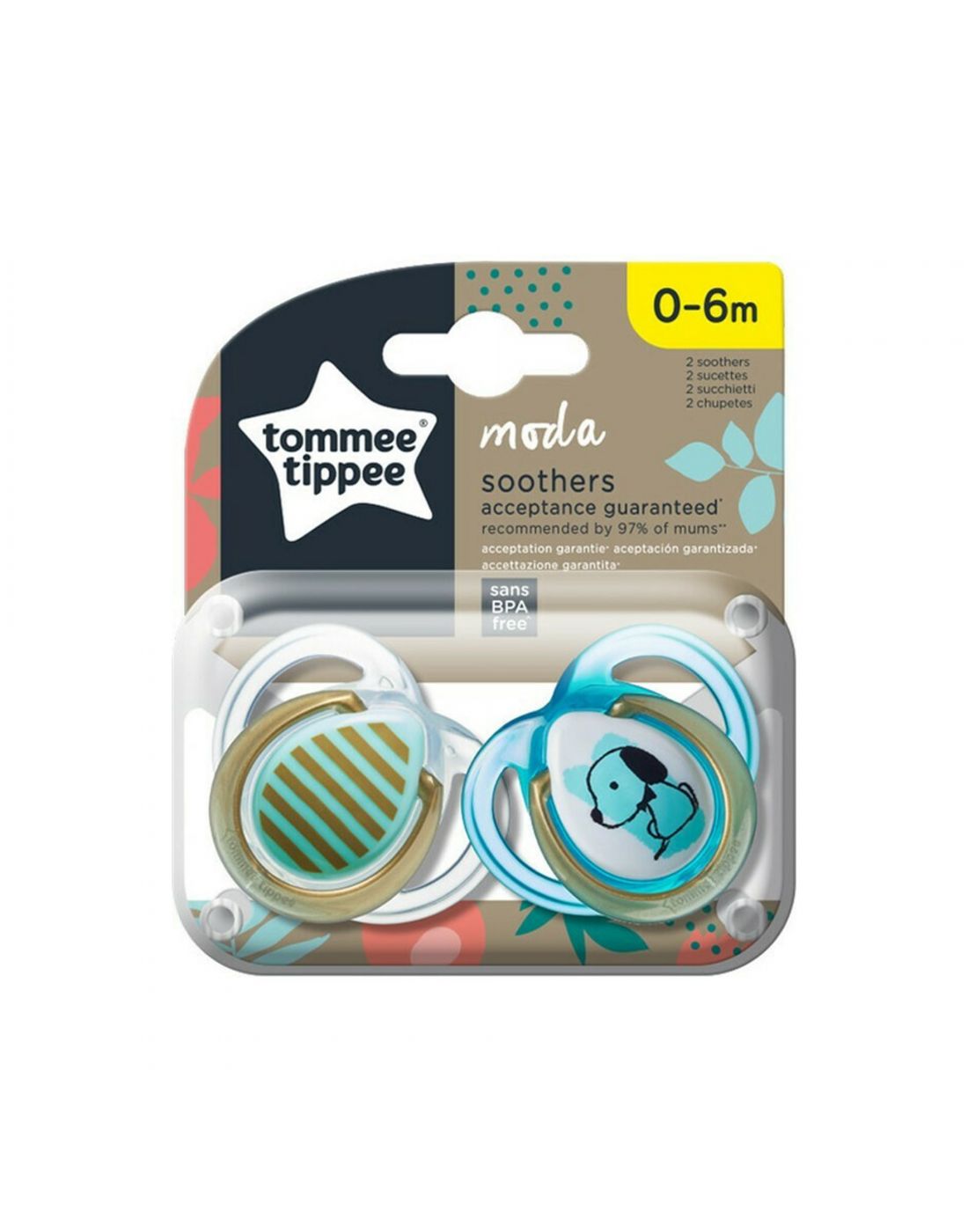 Tommee Tippee Baby Pacifiers Silicone Moda Blue 0-6M