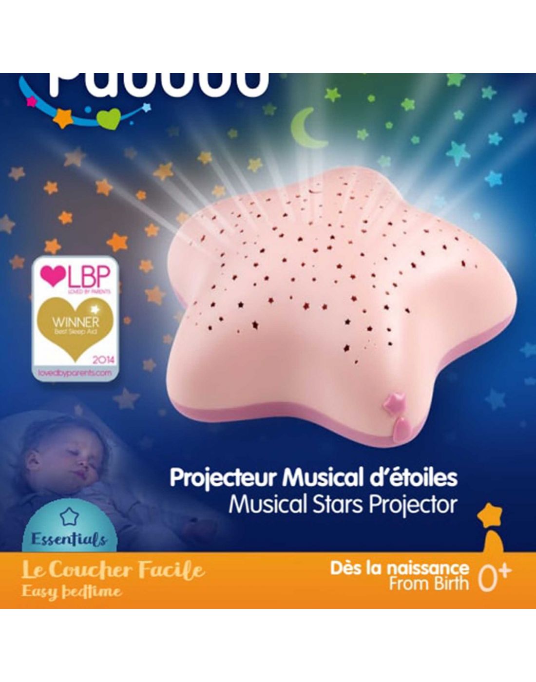 Pabobo Stars Projector Battery with Music Pink