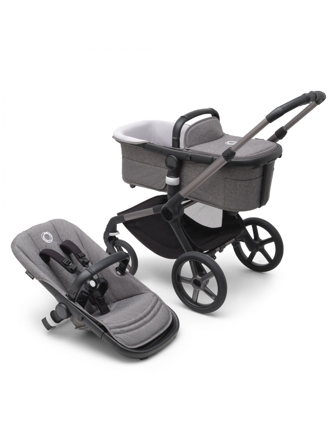 Παιδικό Καρότσι Fox 5 base + style set Graphite Grey-Grey Melange(άνευ τέντας) Bugaboo