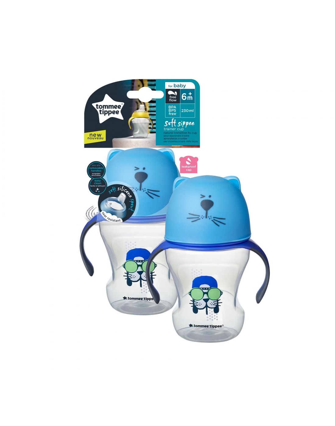 Tommee Tippee Kids Training Cup with Soft Sippee and Handles Blue 230ml 6m+