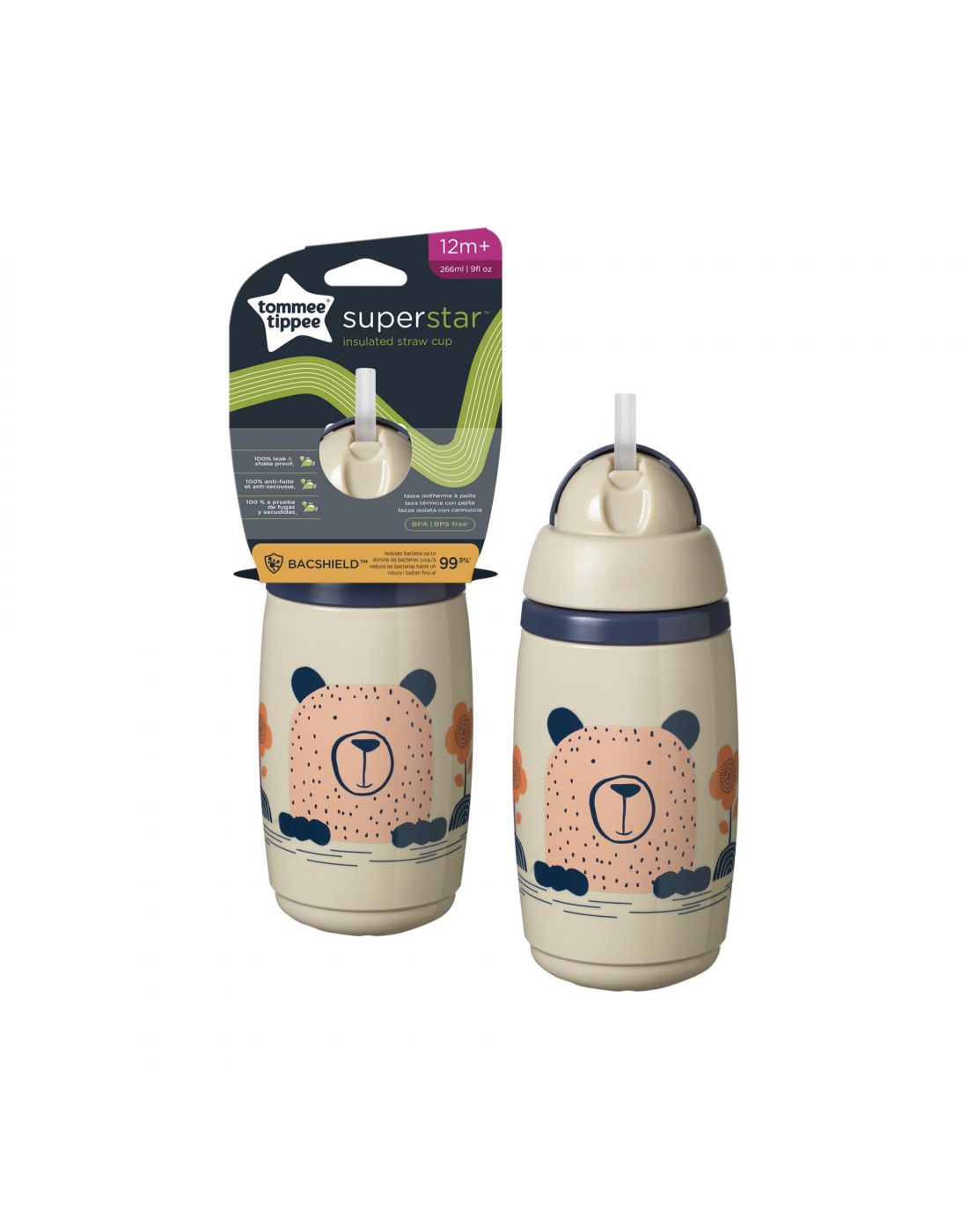 Tommee Tippee Kids Isothermal Cup With Straw Grey 266ml 12m+