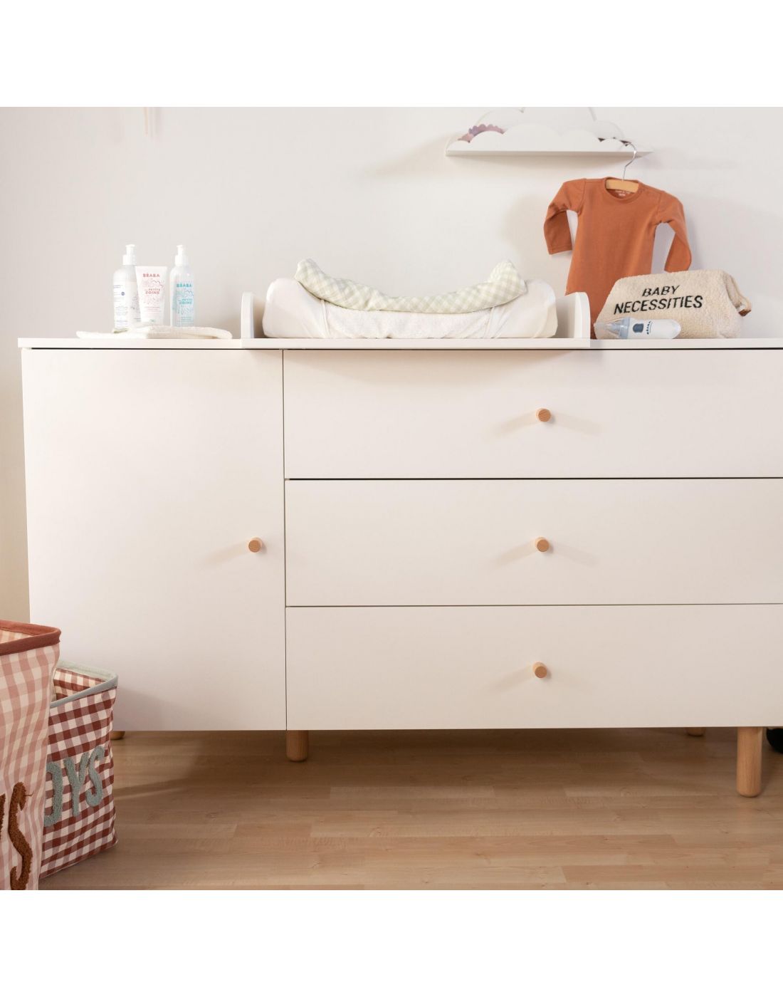 Childhome Kids Wonder White Chest with 3 Drawers & 1 Door & Changing Unit