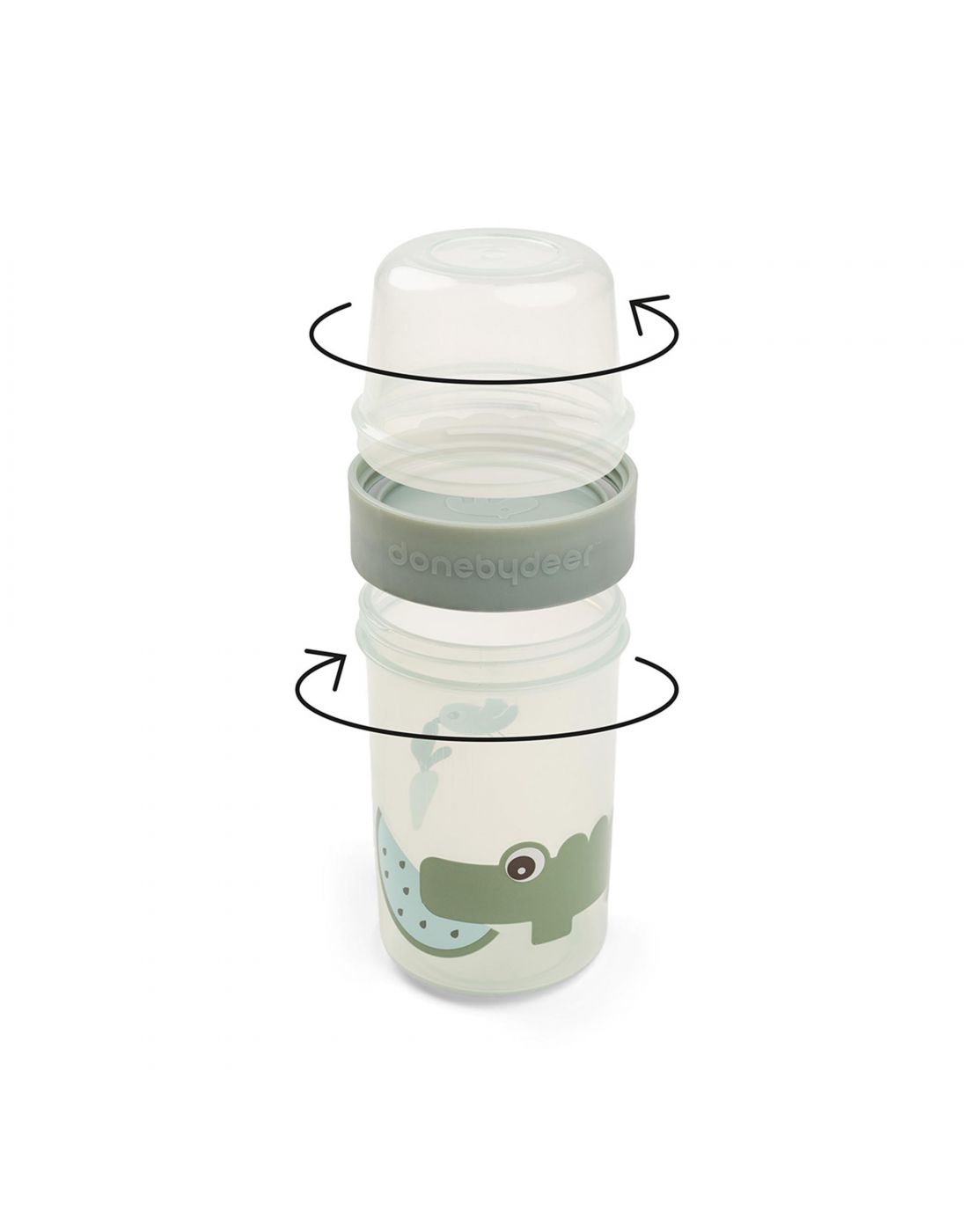  Done By Deer To go 2-way snack container L Croco Green 150 ml-320 ml

