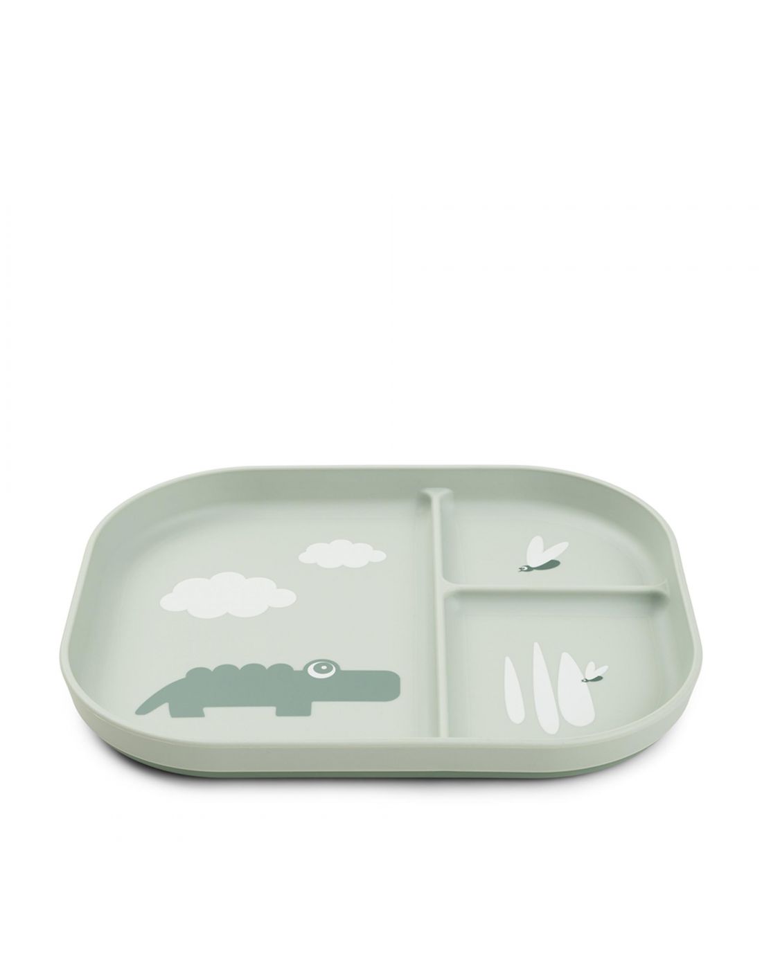 Done By Deer Foodie plate Happy clouds Croco Green