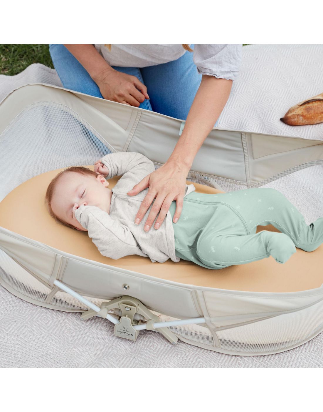 ErgoPouch Easy Sleep Portable Bassinet + Mattress + Mosquito Net
