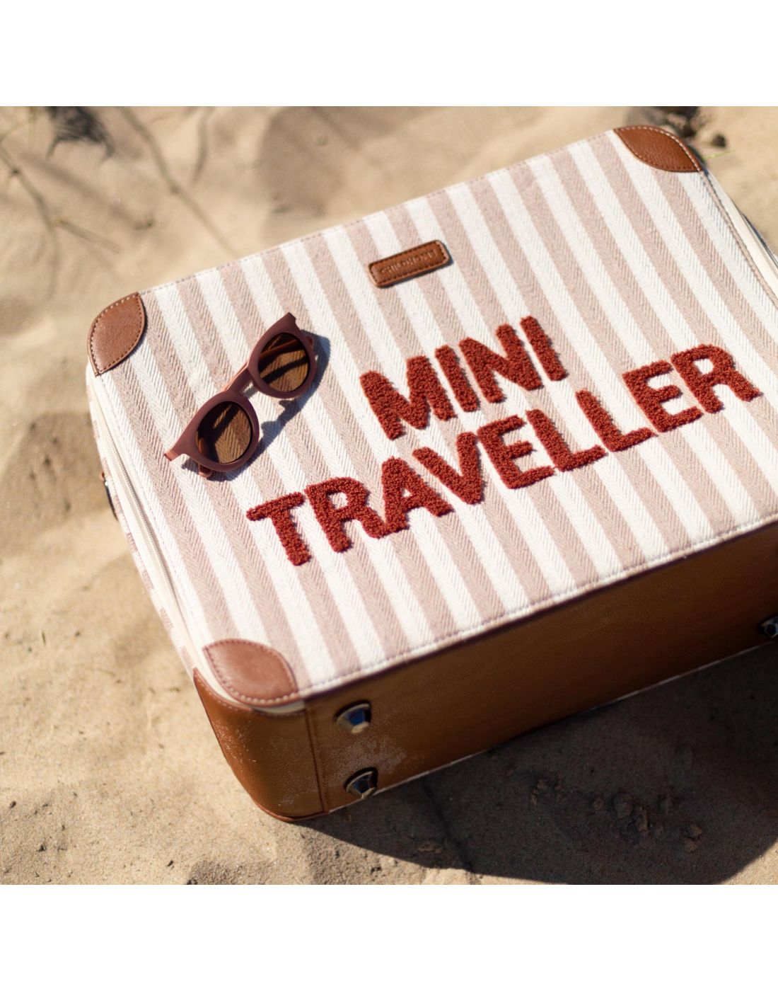 Childhome Mini Traveller Kids Suitcase Stripes Nude-Terracotta