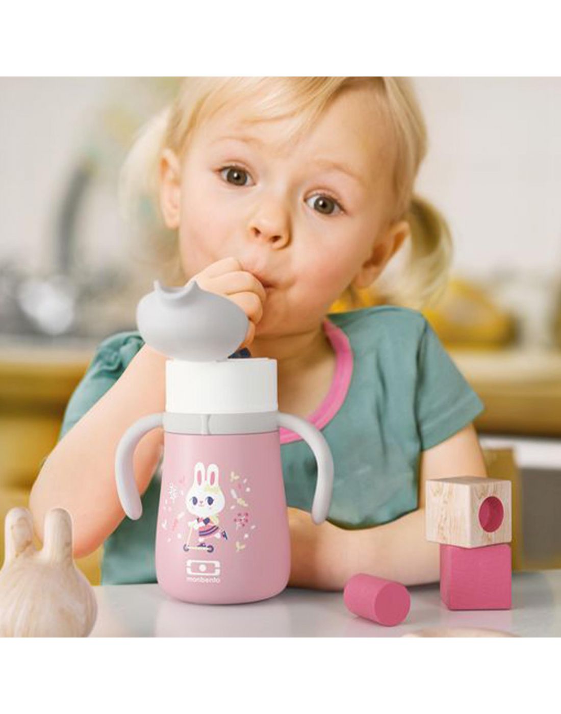 Παιδκό Ισοθερμικό Μπουκάλι 360ml Pink Bunny Monbento