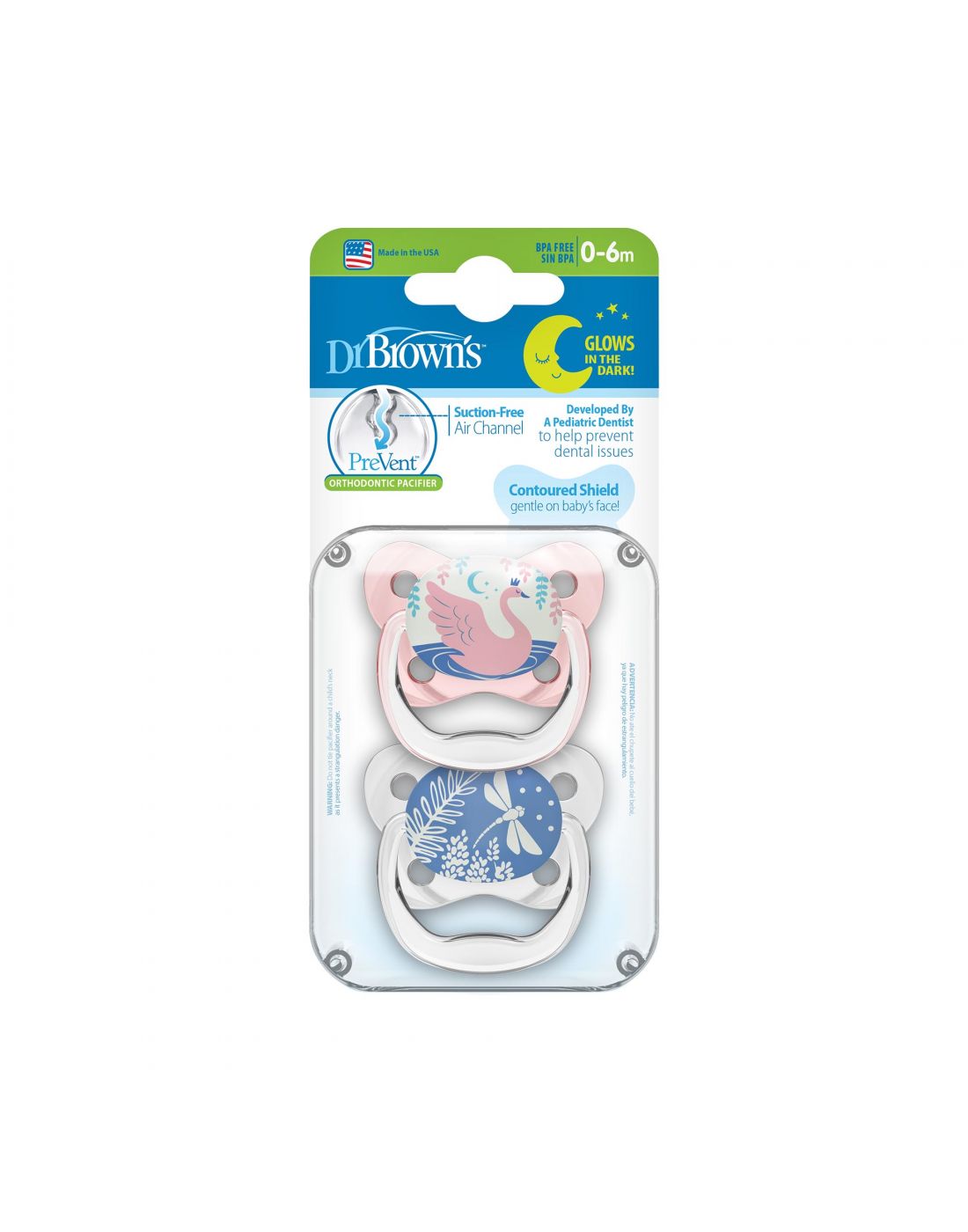 Dr.Brown's Night pacifier girl level 1, 0-6 months 
