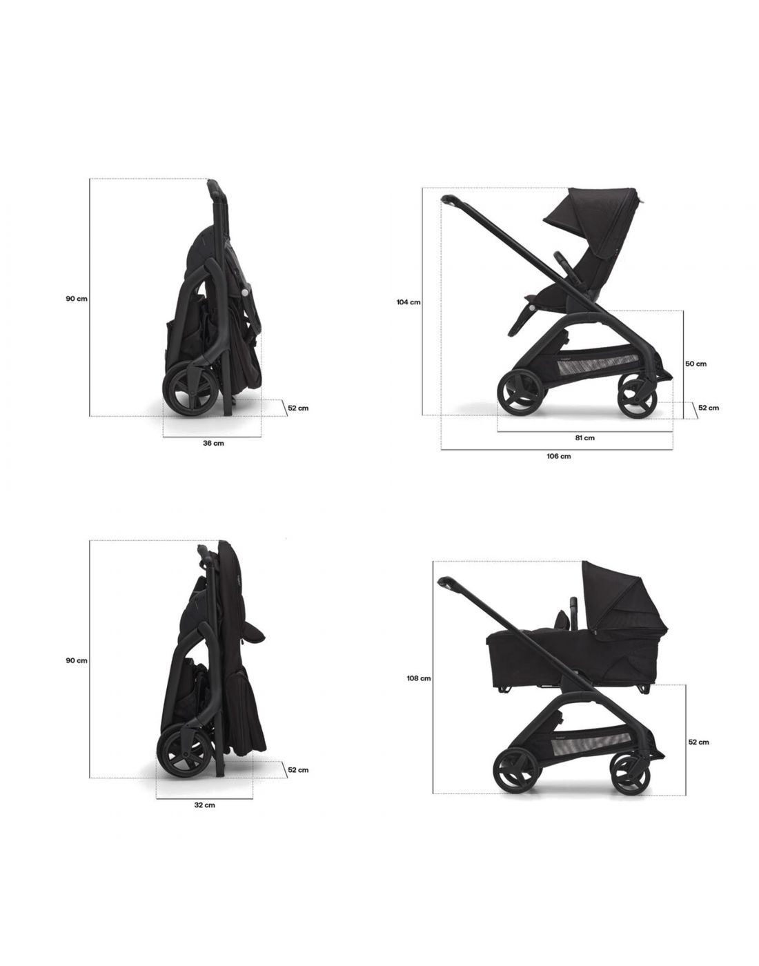 Bugaboo Dragonfly Carrycot complete Midnight Black