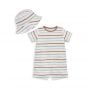 Mamas & Papas Stripe Towelling Romper & Hat Outfit Set
