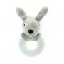 Small Stuff Rattle rubber ring rabbit light grey color
