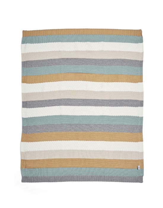 Mamas & Papas Knitted Blanket Small Multi stripe blue