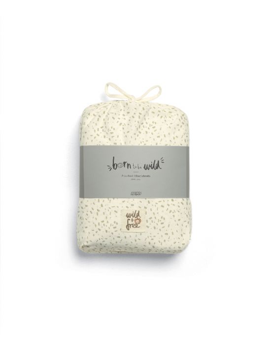 Mamas & Papas Fitted Sheet Born To Be Wild Speckle & Cream Pack Of 2