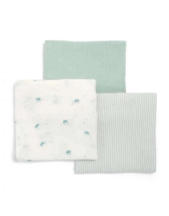 Mamas & Papas Baby Turtle Muslin Squares - 3 Pack