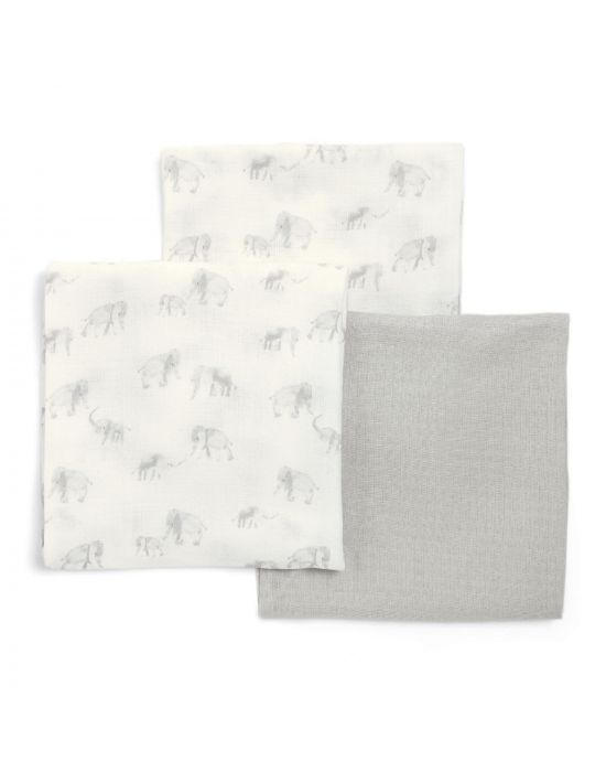 Mamas & Papas Baby Elephant Muslin Squares - 3 Pack