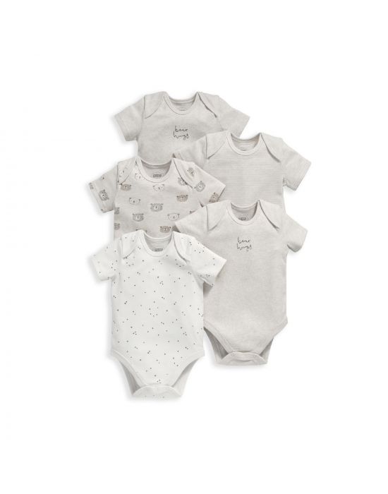 Mamas & Papas Short Sleeve Cotton Bodysuits 5 Pack