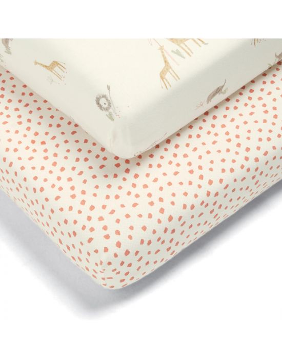 Mamas&Papas Fitted Sheets - 2 Pack Jungle Cotbed