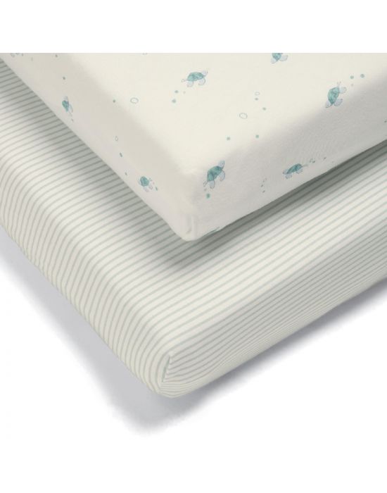 Mamas&Papas Fitted Sheets - 2 Pack Turtle