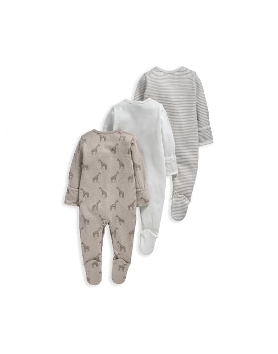 Mamas & Papas Giraffe Cotton Sleepsuits 3 Pack