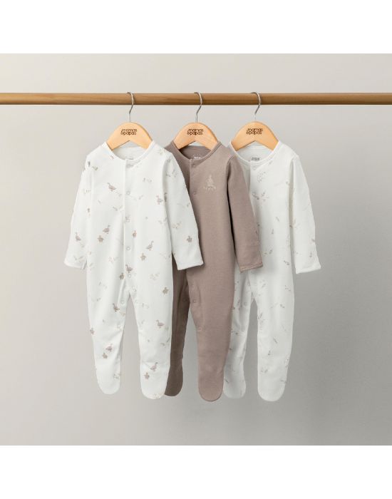 Mamas & Papas Down By LakeCotton Sleepsuits 3 Pack