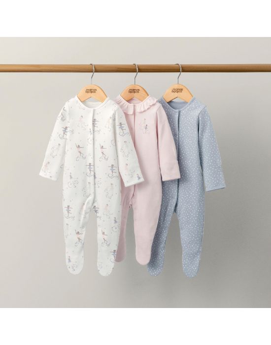 Mamas & Papas Dancing On Ice Cotton Sleepsuits 3 Pack